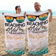 Load image into Gallery viewer, Personalized Beach Towel Custom Name Retro Design Gift for Teacher
