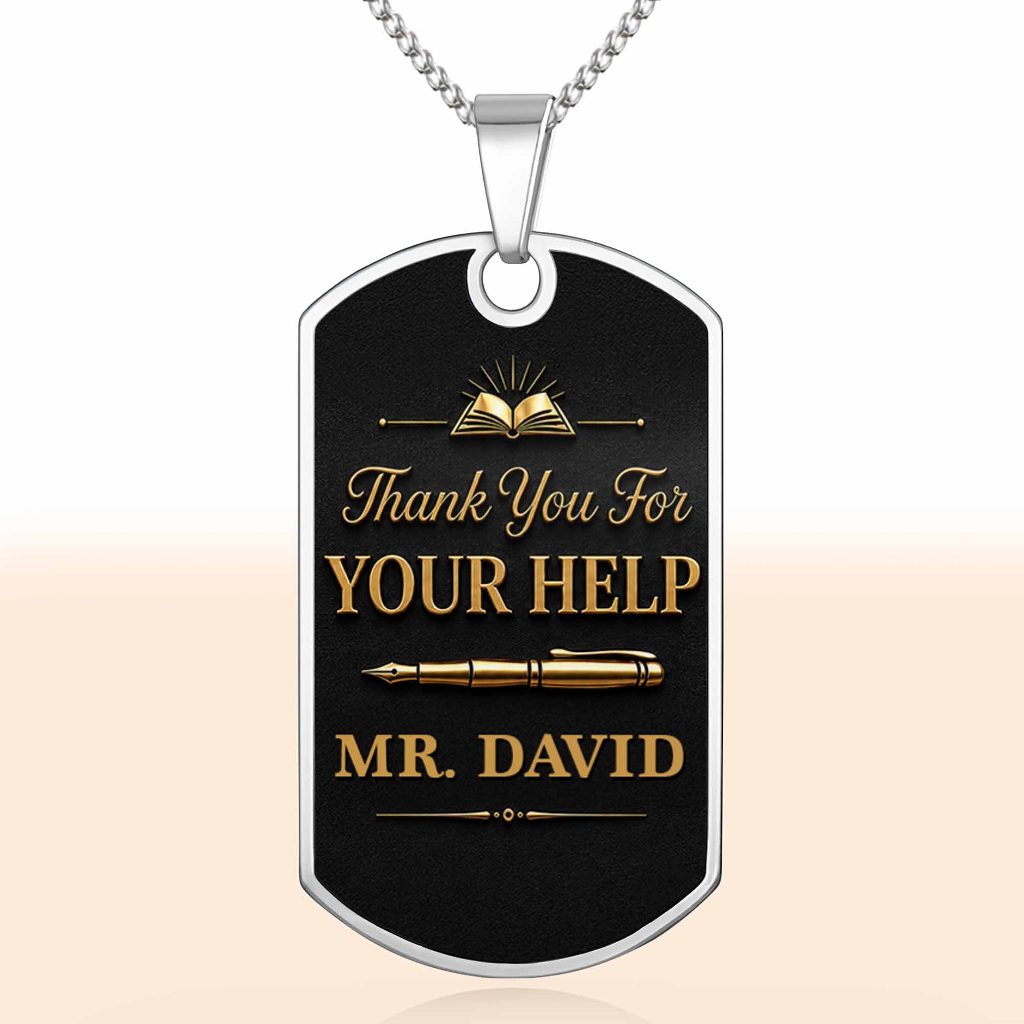 Personalized Custom Dog Tag Necklace Gift for Teacher | Graduation