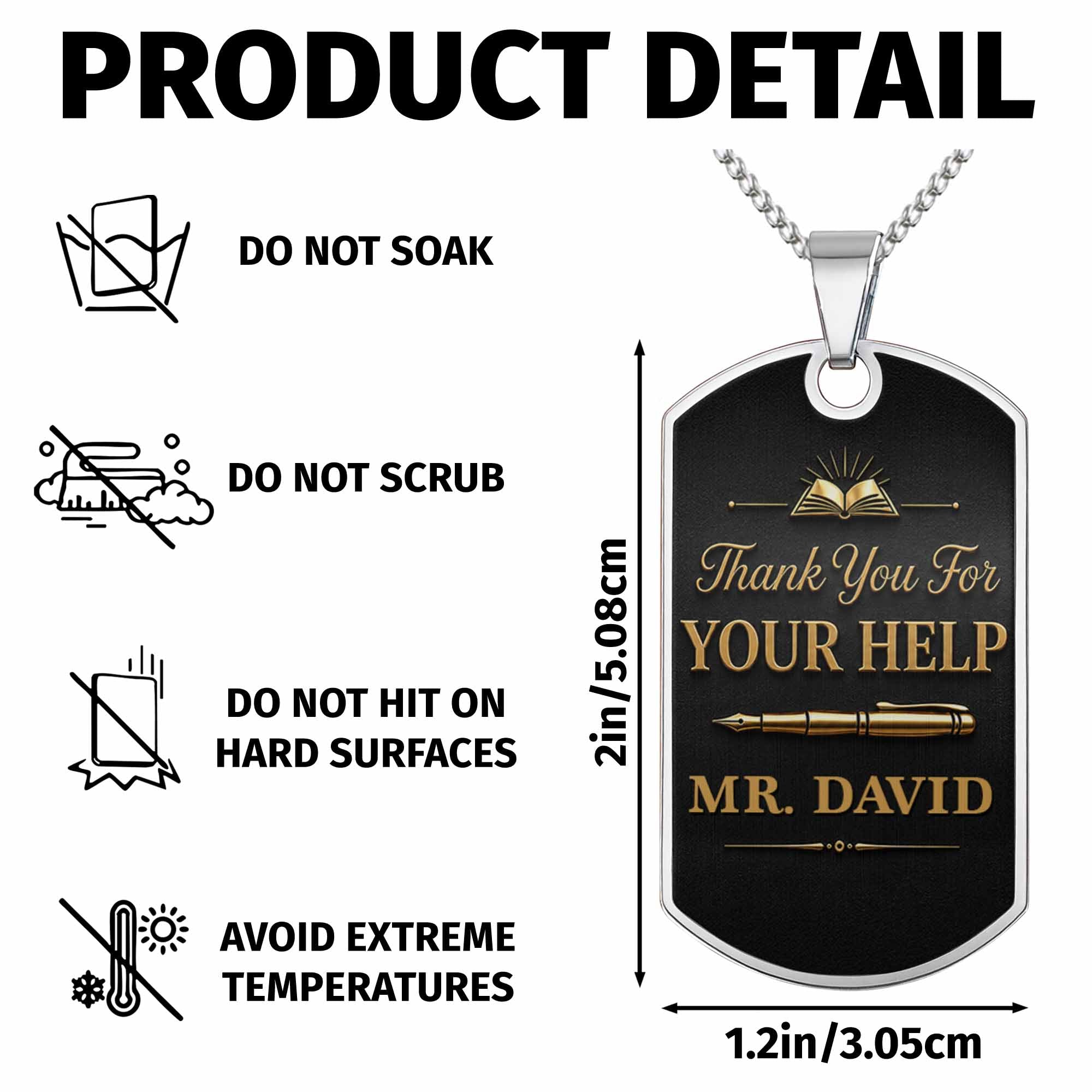 Personalized Custom Dog Tag Necklace Gift for Teacher | Graduation