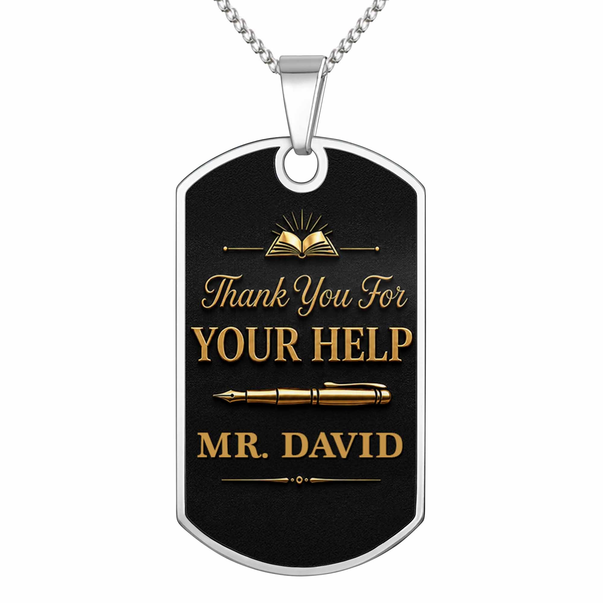 Personalized Custom Dog Tag Necklace Gift for Teacher | Graduation