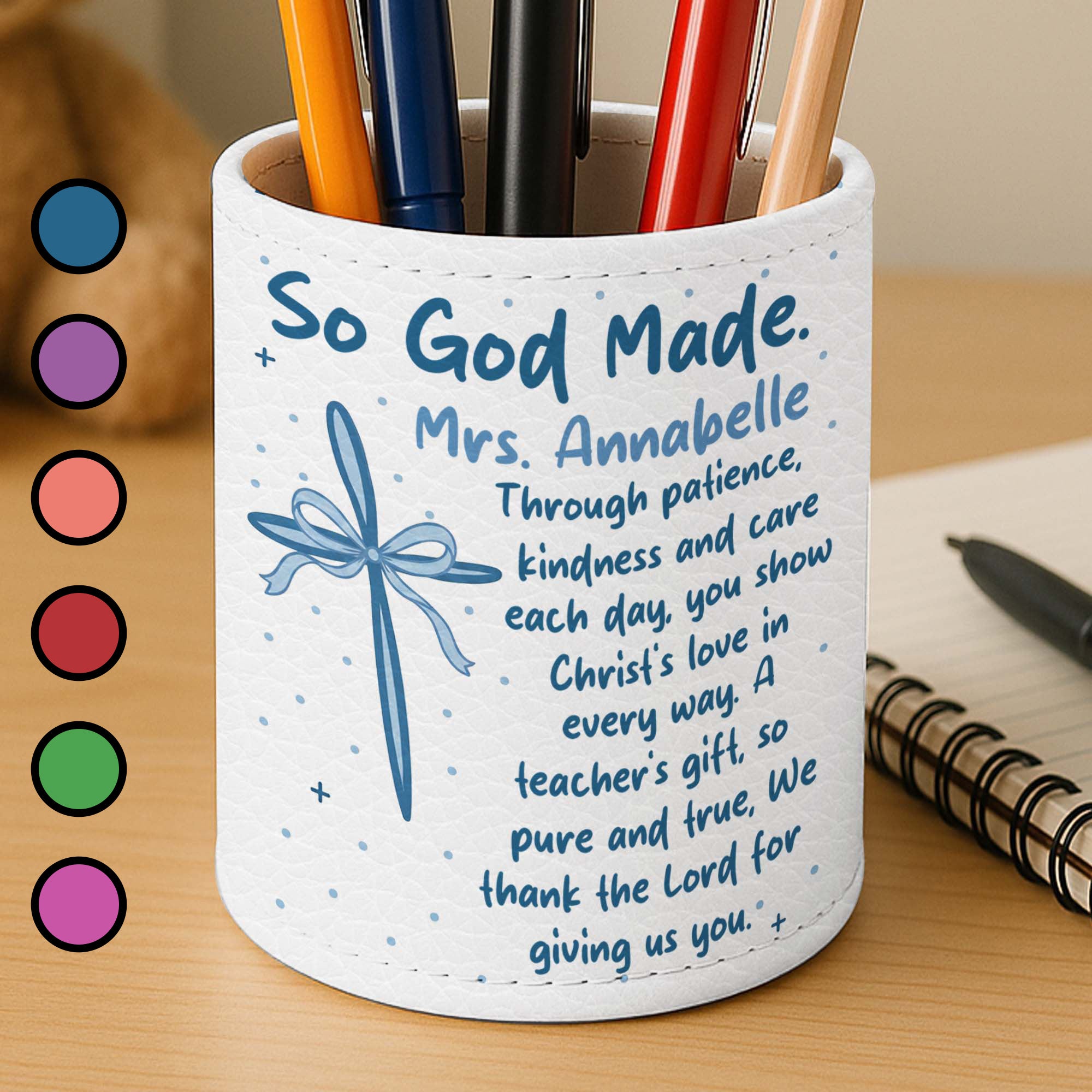 Personalized PU Leather Pen Holder Custom Name Gift for Teacher