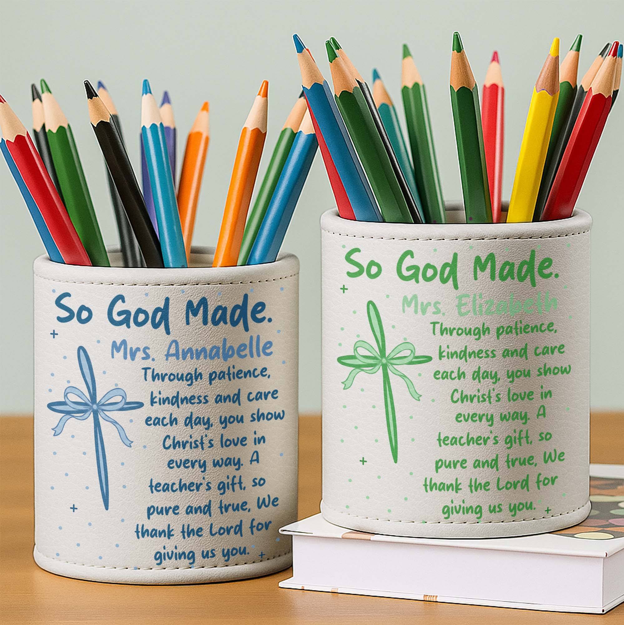 Personalized PU Leather Pen Holder Custom Name Gift for Teacher