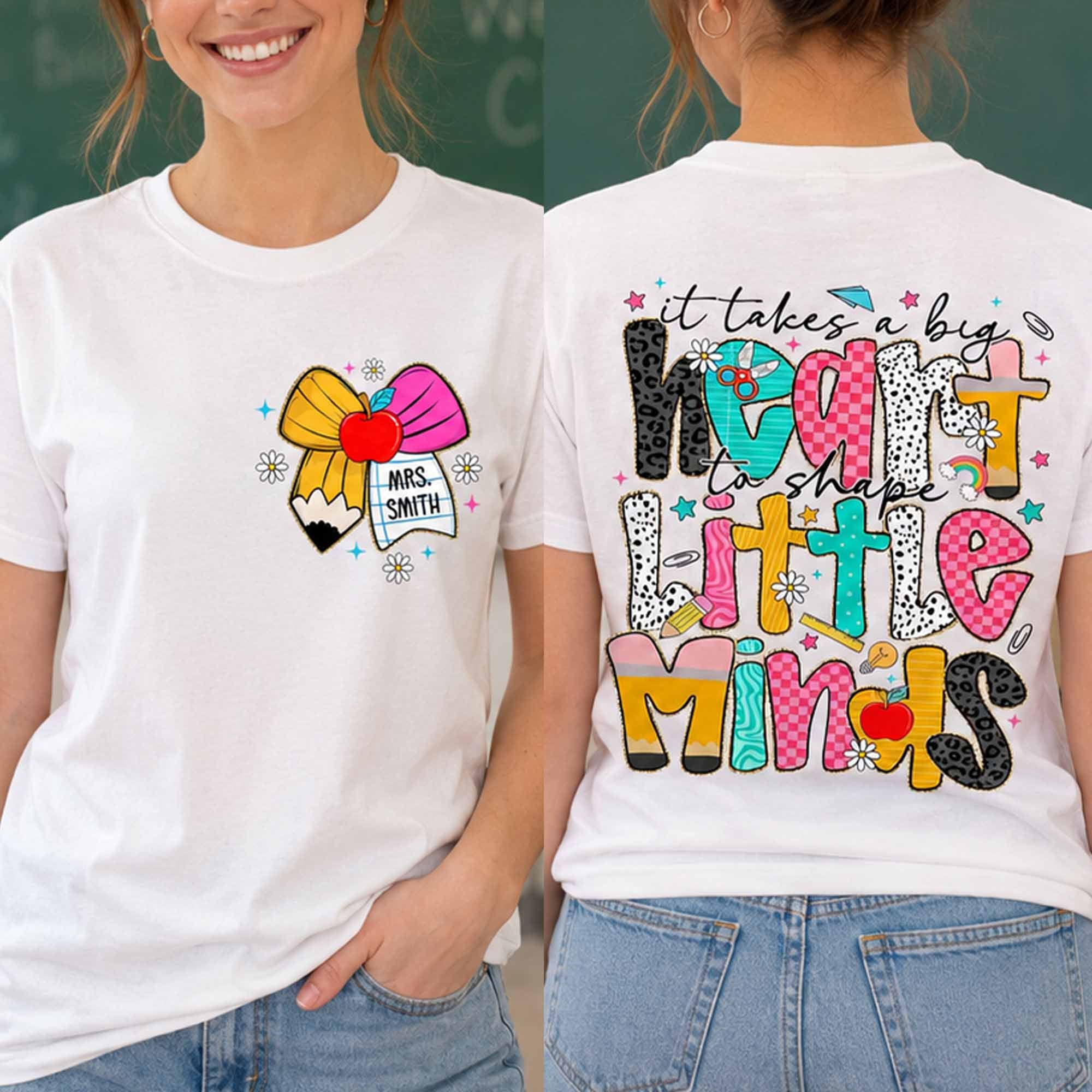Personalized Teacher T-Shirt Custom Front Back Design Gift