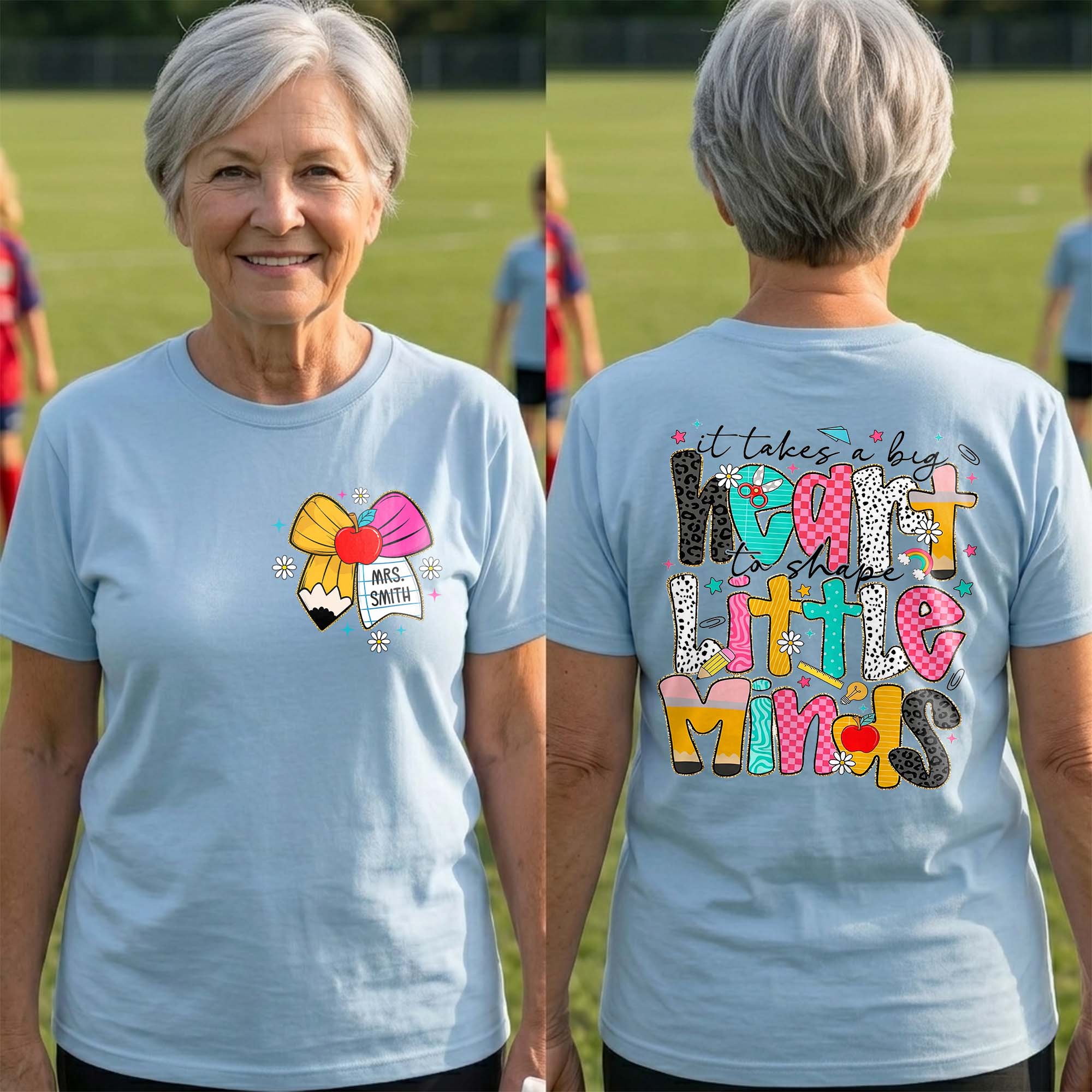 Personalized Teacher T-Shirt Custom Front Back Design Gift
