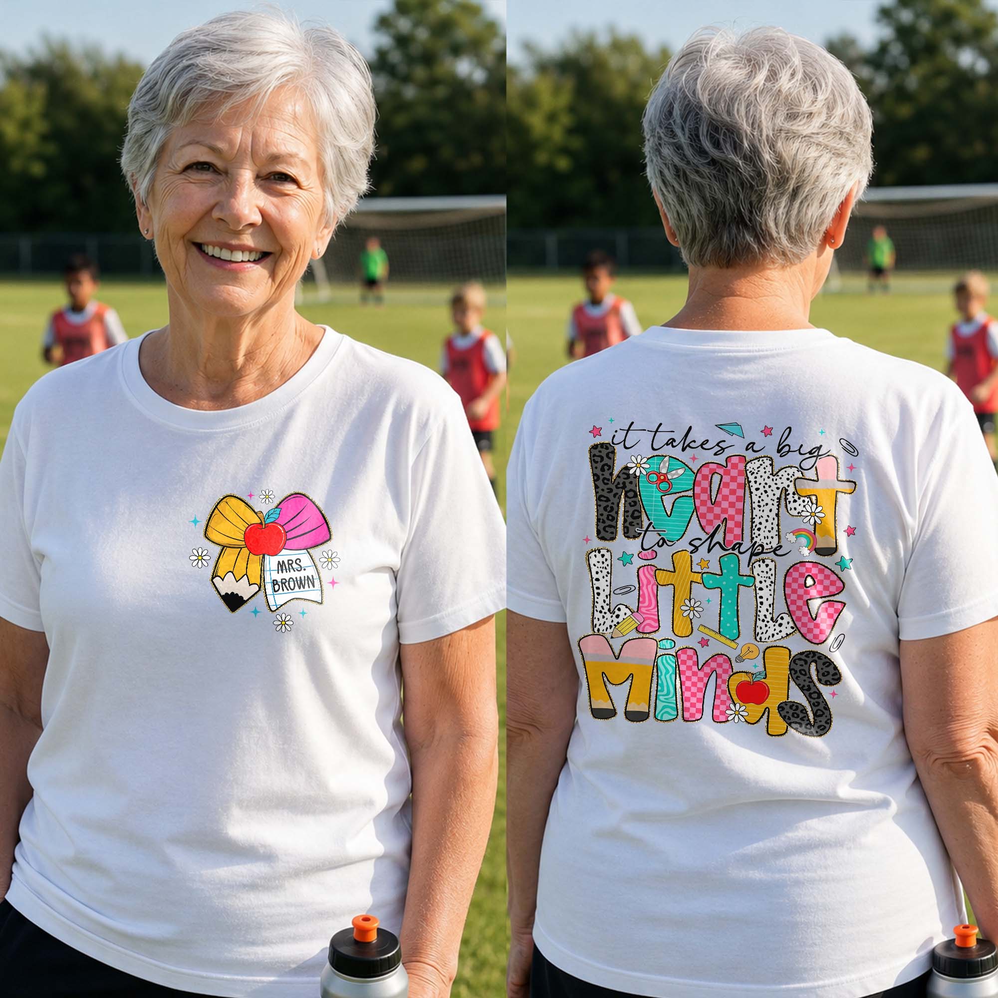 Personalized Teacher T-Shirt Custom Front Back Design Gift