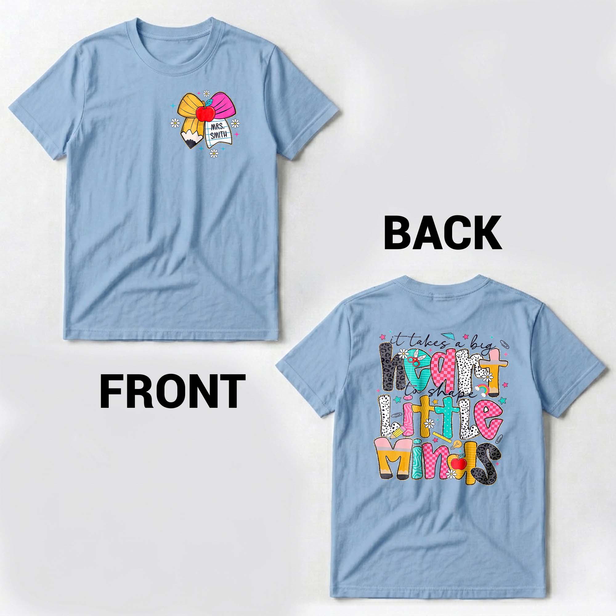 Personalized Teacher T-Shirt Custom Front Back Design Gift