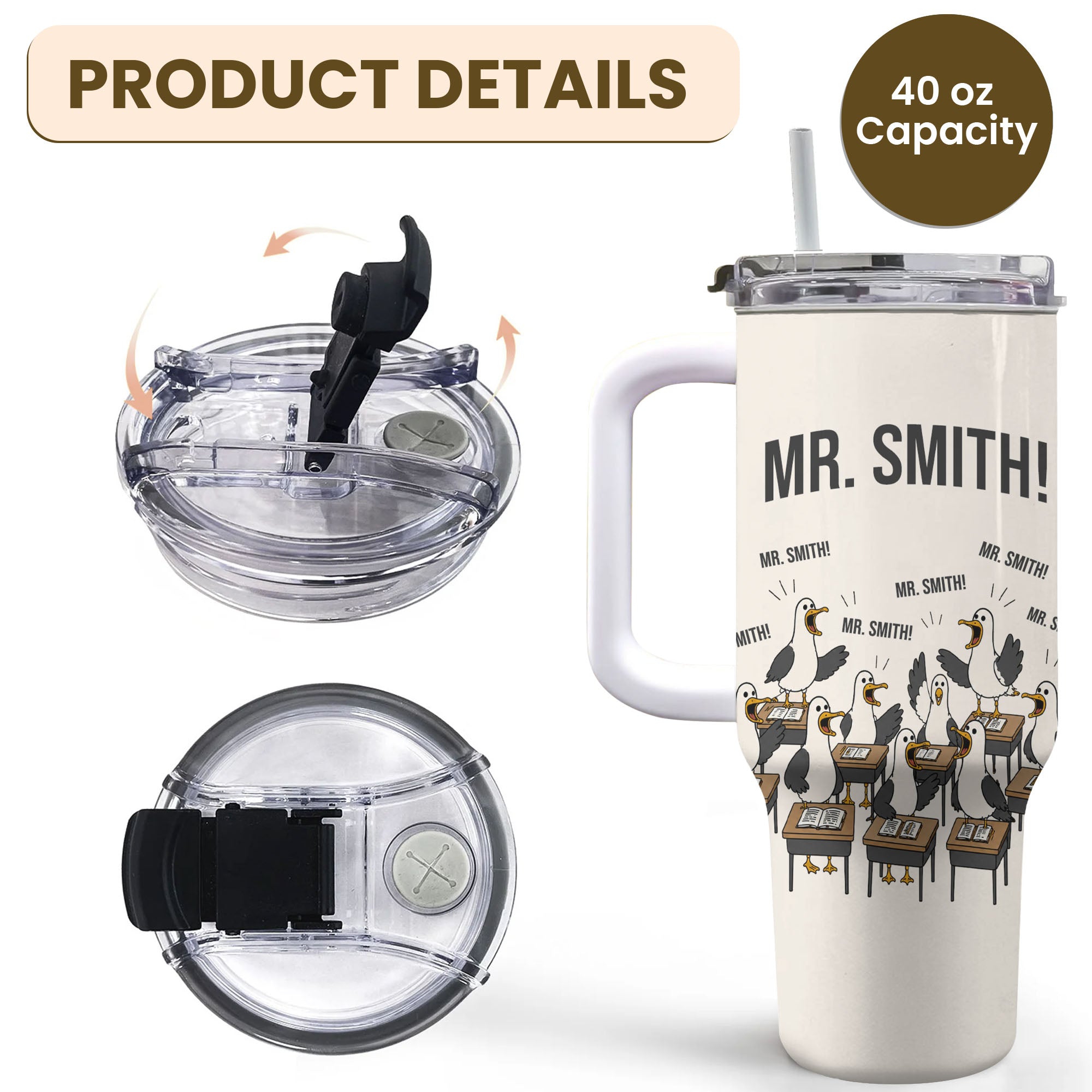 Personalized 40oz Tumbler Custom Name Teacher Gift Idea