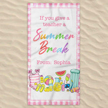 Load image into Gallery viewer, Personalized Teacher Beach Towel Custom Name Gift for Summer
