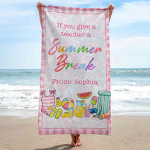 Load image into Gallery viewer, Personalized Teacher Beach Towel Custom Name Gift for Summer
