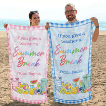 Load image into Gallery viewer, Personalized Teacher Beach Towel Custom Name Gift for Summer
