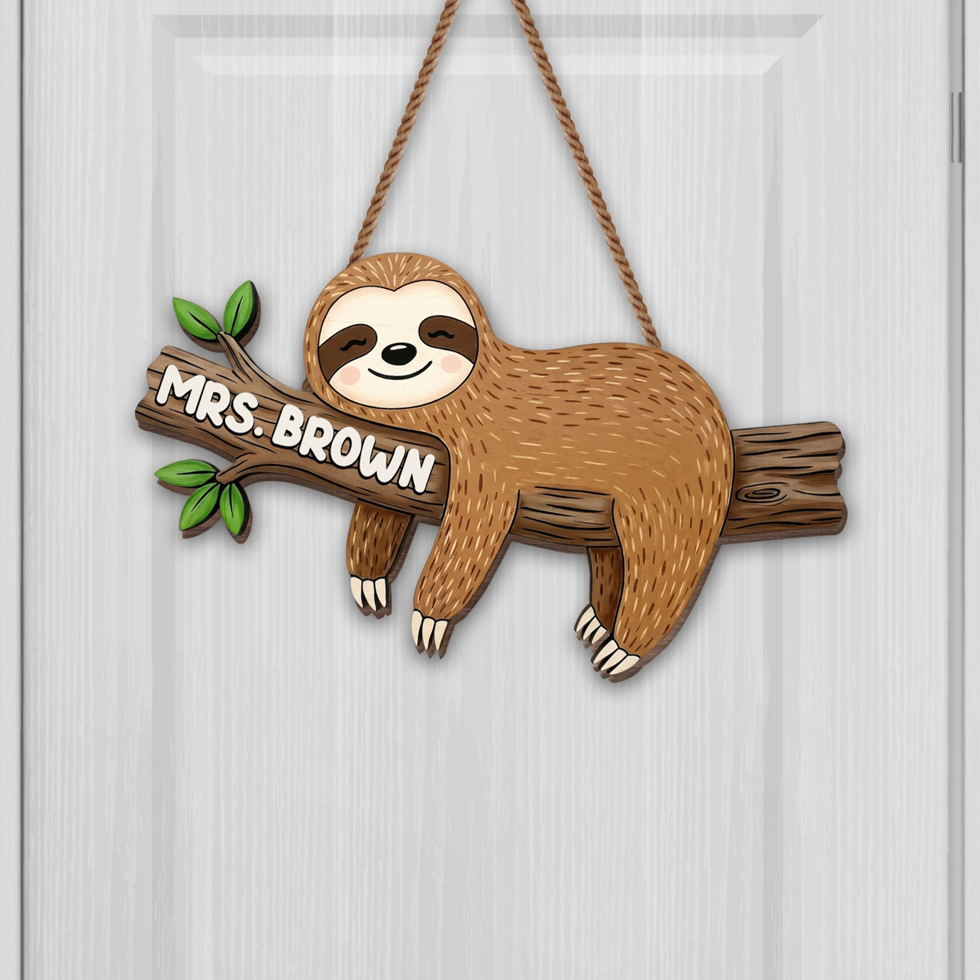 Personalized Sloth Wood Sign Custom Name Gift for Teacher