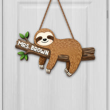 Load image into Gallery viewer, Personalized Sloth Wood Sign Custom Name Gift for Teacher

