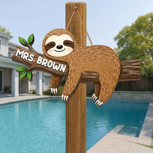 Load image into Gallery viewer, Personalized Sloth Wood Sign Custom Name Gift for Teacher
