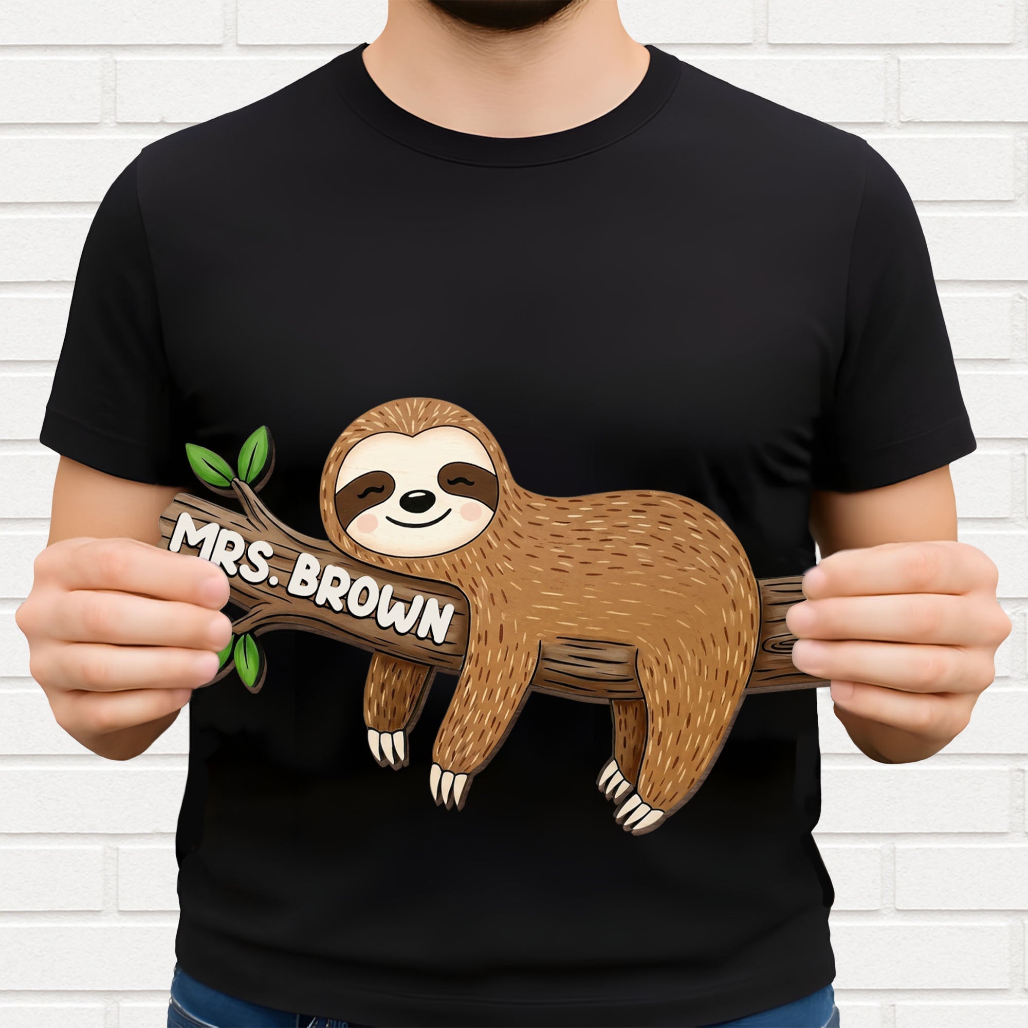 Personalized Sloth Wood Sign Custom Name Gift for Teacher