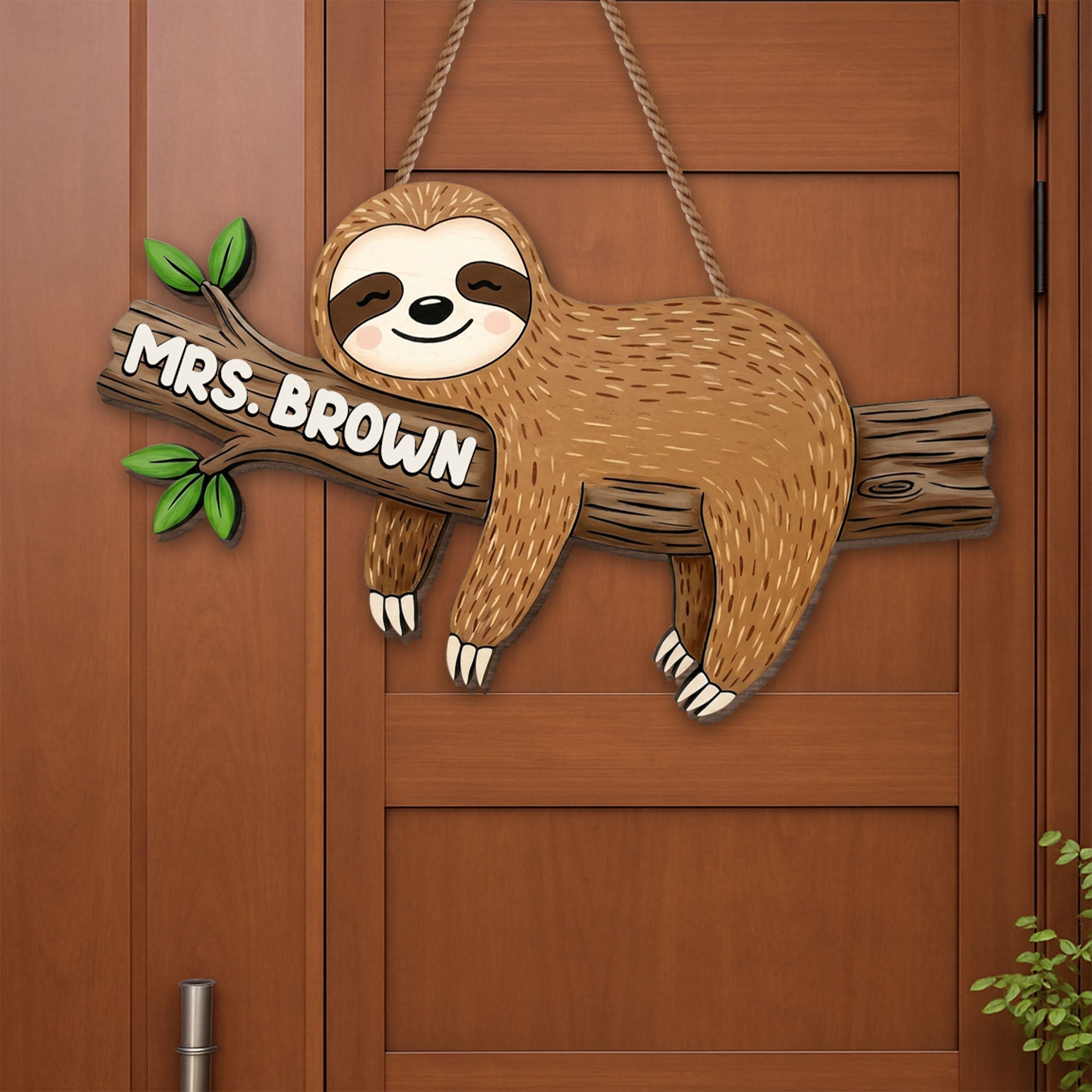 Personalized Sloth Wood Sign Custom Name Gift for Teacher