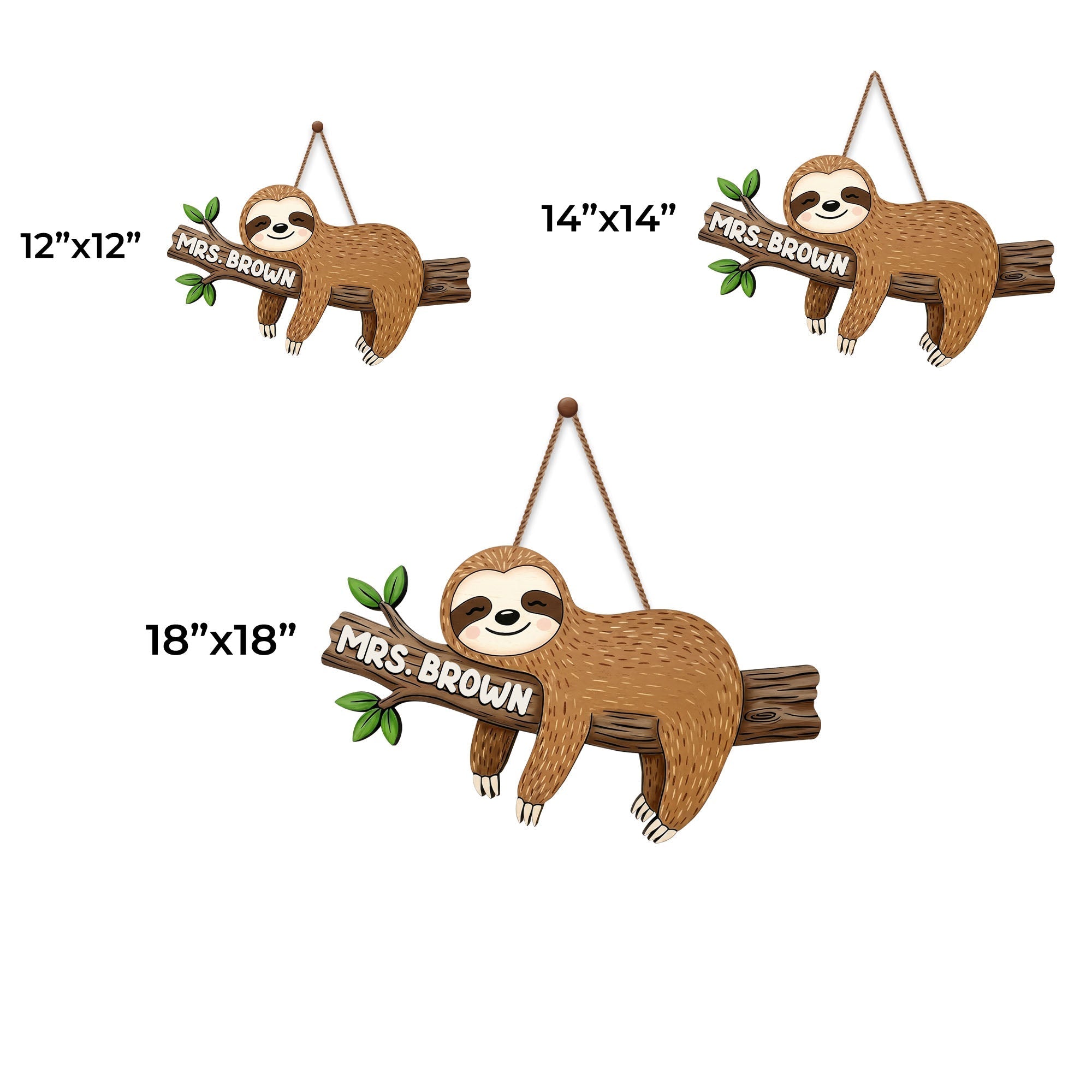 Personalized Sloth Wood Sign Custom Name Gift for Teacher