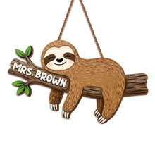 Load image into Gallery viewer, Personalized Sloth Wood Sign Custom Name Gift for Teacher
