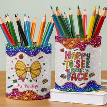 Load image into Gallery viewer, Personalized Leather Circular Pen Holder Custom Name Teacher Gift
