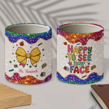 Load image into Gallery viewer, Personalized Leather Circular Pen Holder Custom Name Teacher Gift
