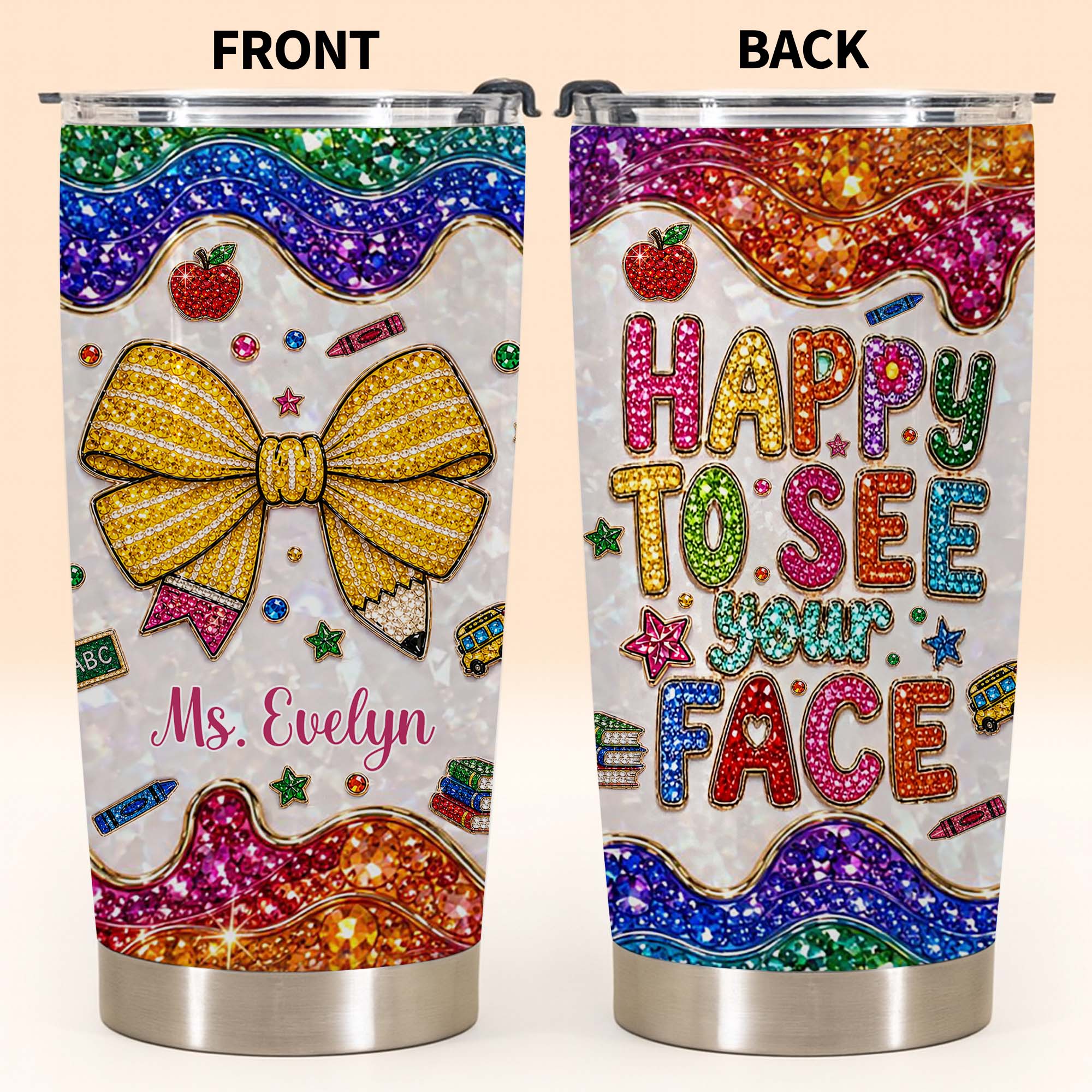 Personalized Stainless Steel Tumbler Custom Teacher Gift 20oz 30oz