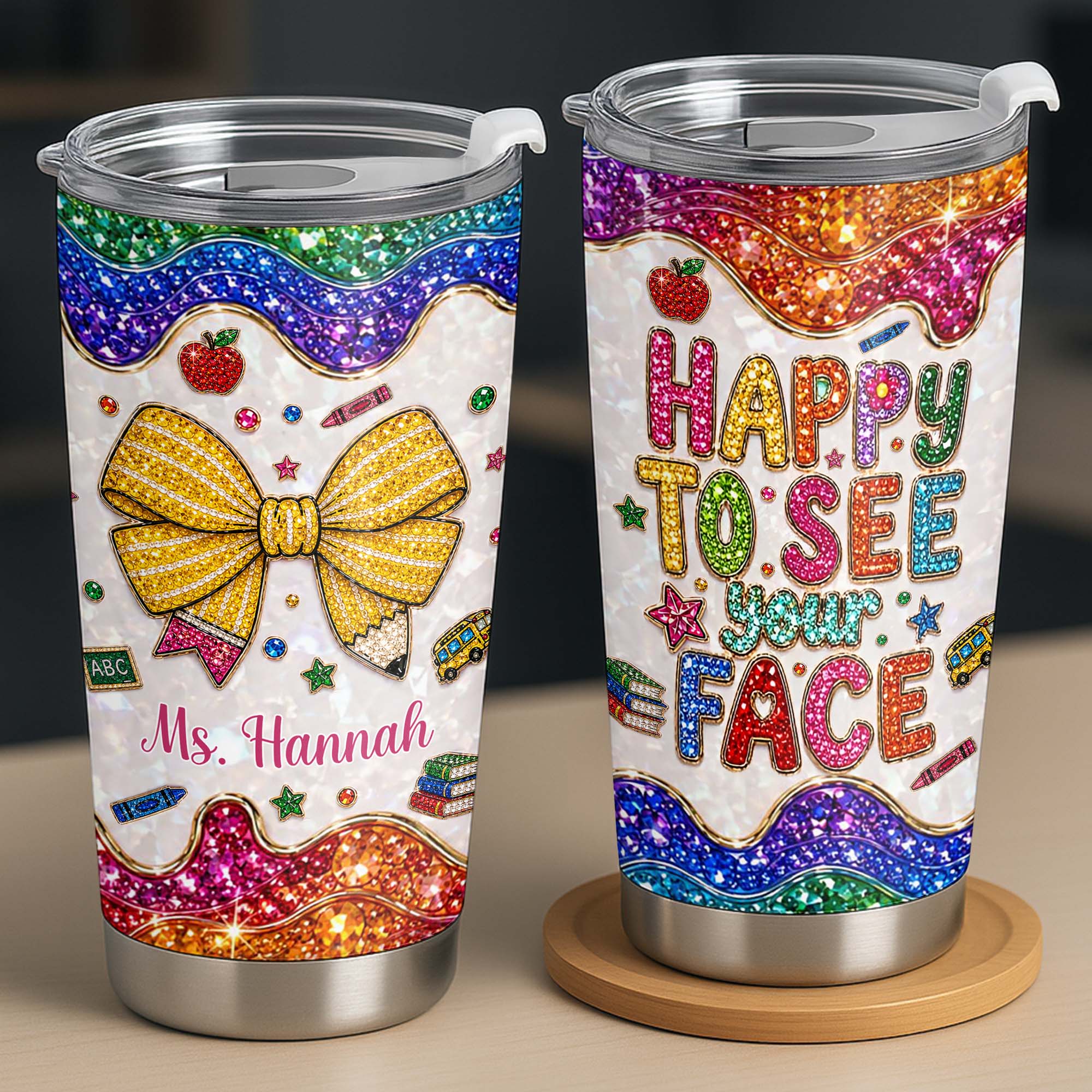 Personalized Stainless Steel Tumbler Custom Teacher Gift 20oz 30oz