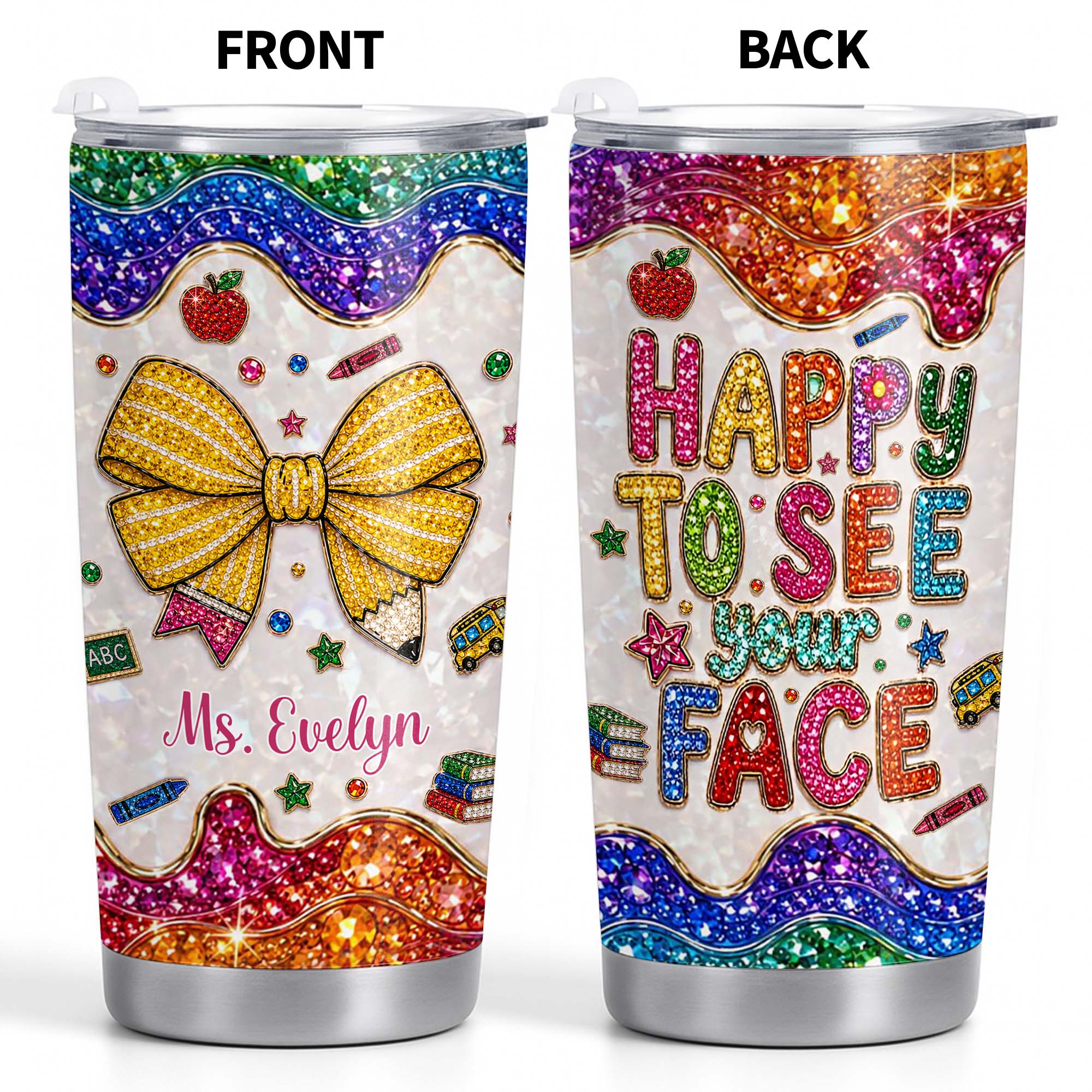 Personalized Stainless Steel Tumbler Custom Teacher Gift 20oz 30oz