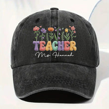 Load image into Gallery viewer, Personalized Washed Denim Cap Custom Teacher Name Gift
