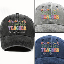 Load image into Gallery viewer, Personalized Washed Denim Cap Custom Teacher Name Gift
