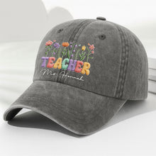 Load image into Gallery viewer, Personalized Washed Denim Cap Custom Teacher Name Gift
