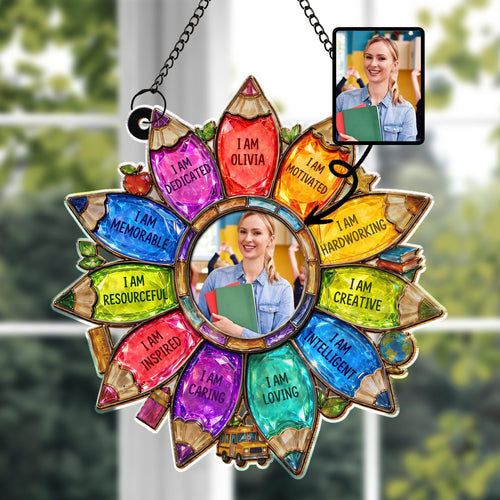 Personalized Teacher Suncatcher Custom Name Affirmation Gift