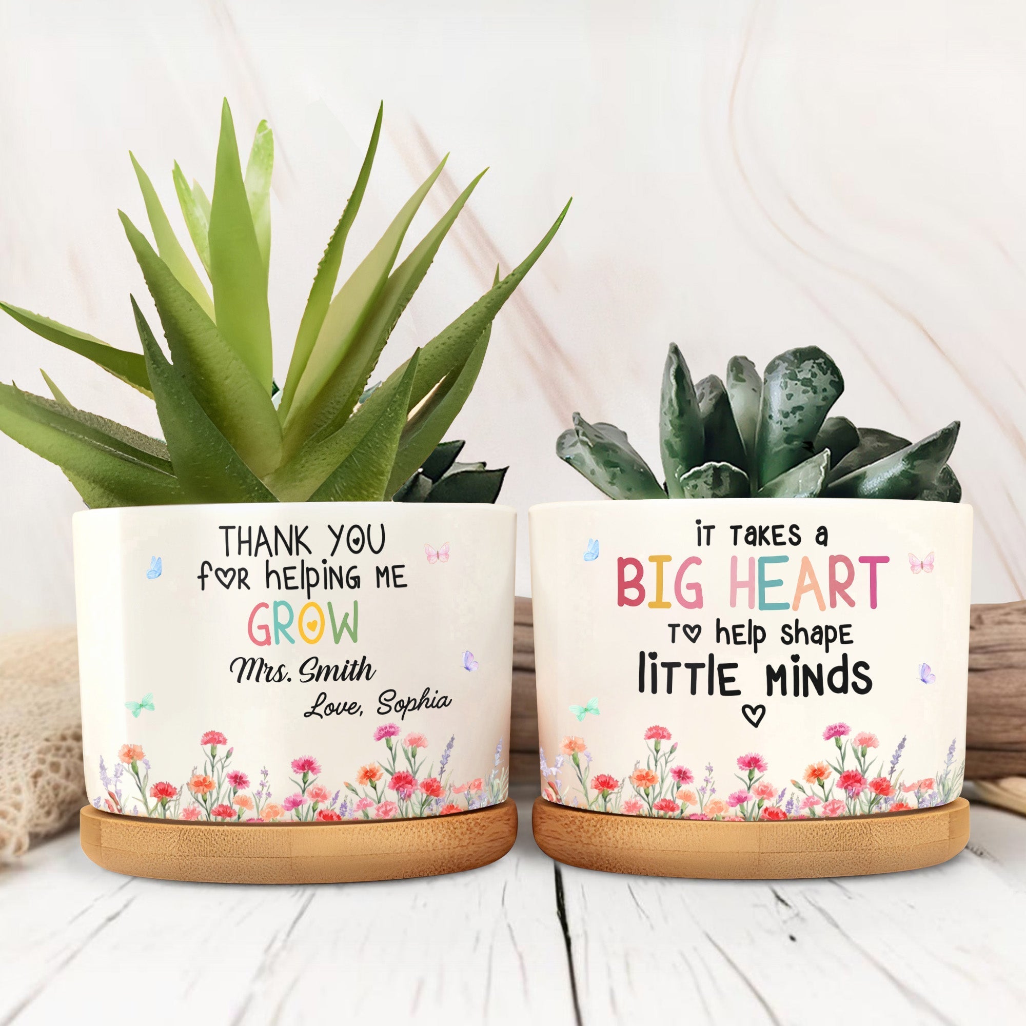 Personalized Ceramic Plant Pot Custom Gift for Teacher