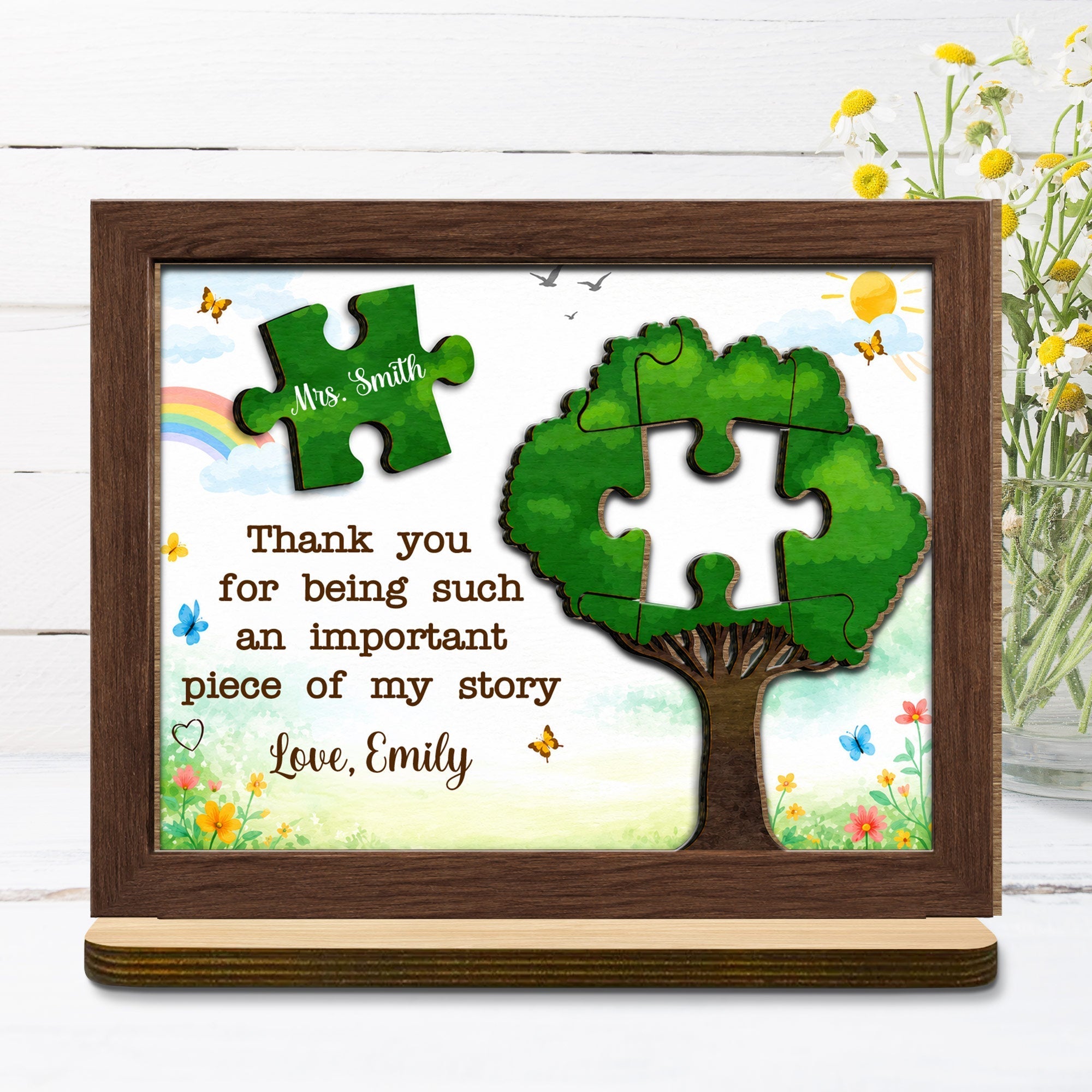 Personalized 2-Layer Wood Plaque Custom Message Gift for Teacher