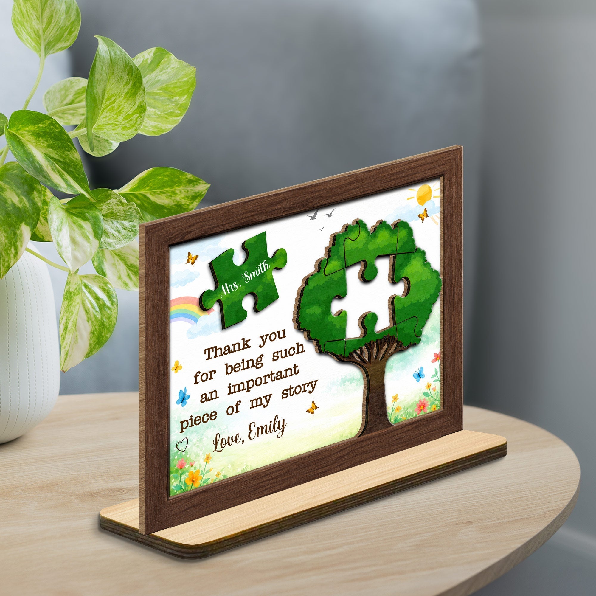 Personalized 2-Layer Wood Plaque Custom Message Gift for Teacher