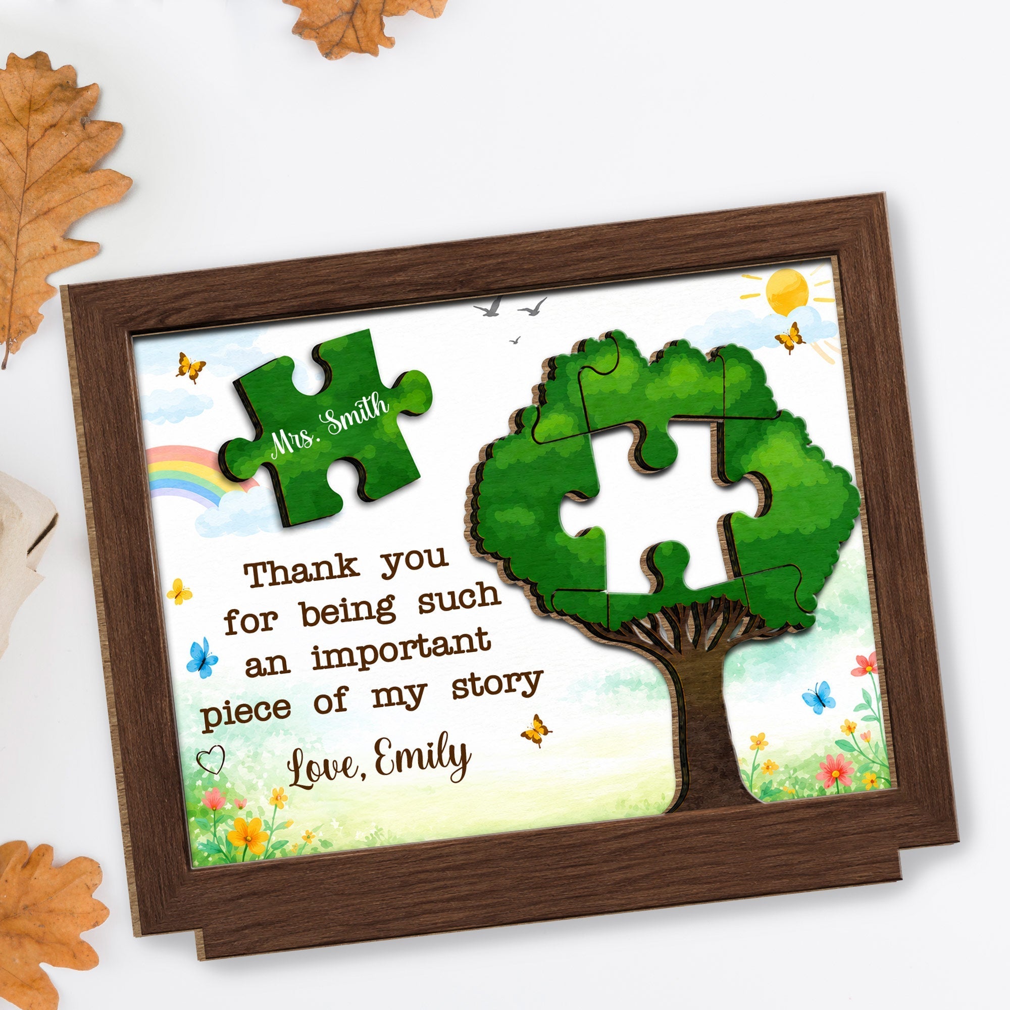 Personalized 2-Layer Wood Plaque Custom Message Gift for Teacher