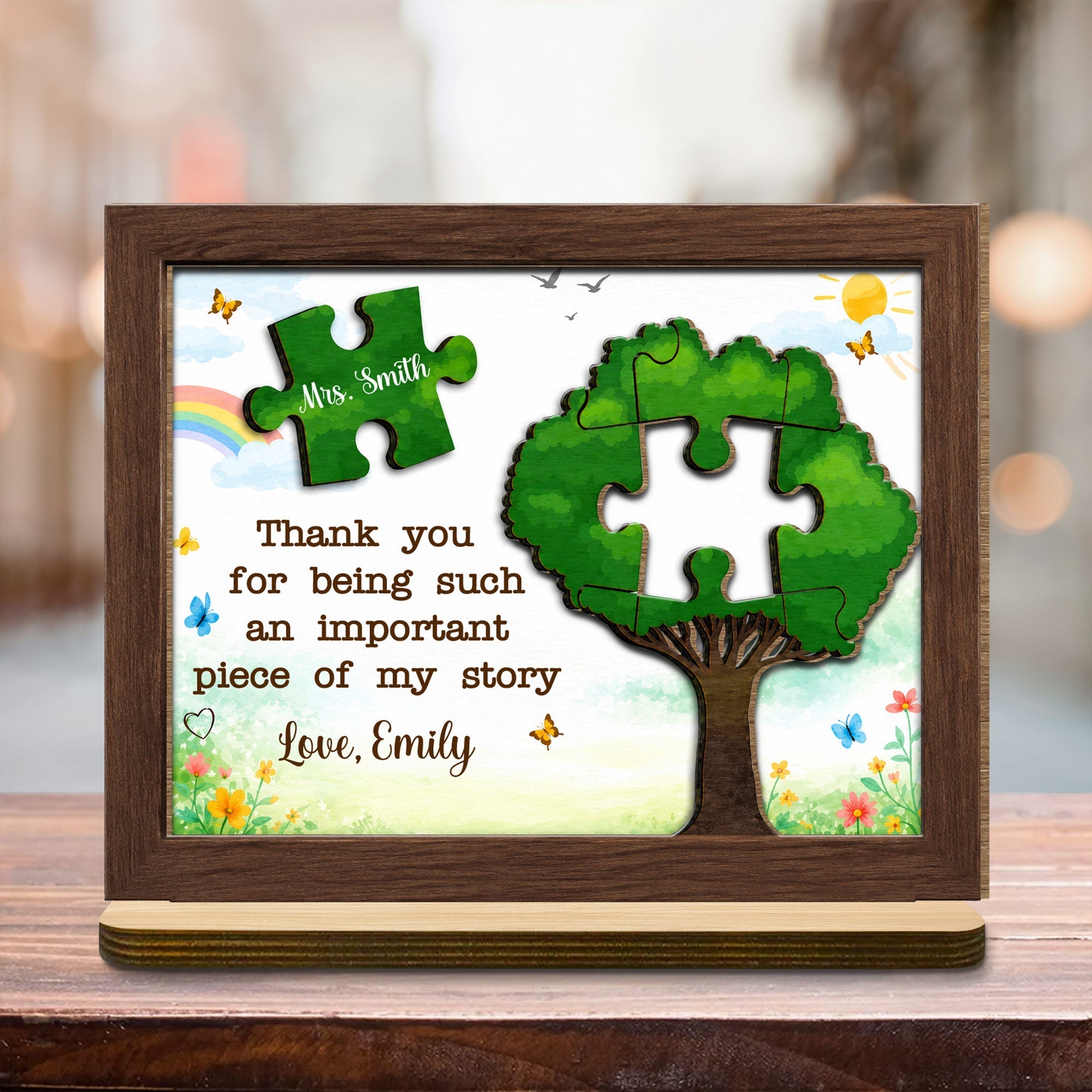 Personalized 2-Layer Wood Plaque Custom Message Gift for Teacher