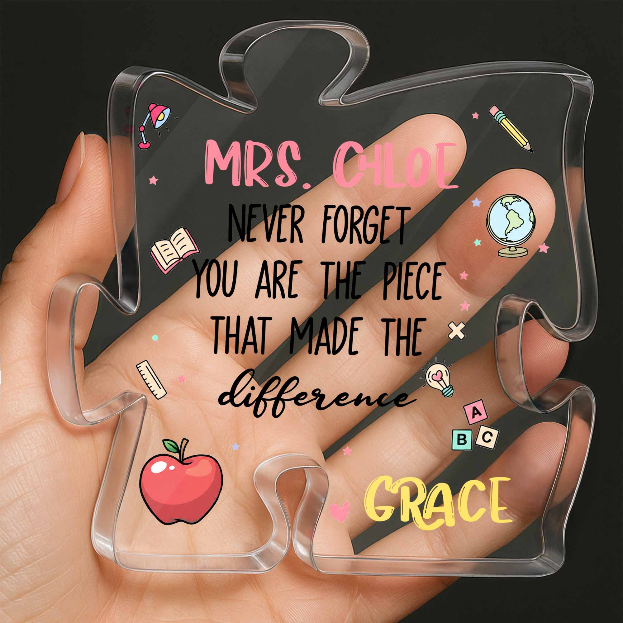 Personalized Puzzle Acrylic Plaque Custom Teacher Gift Idea