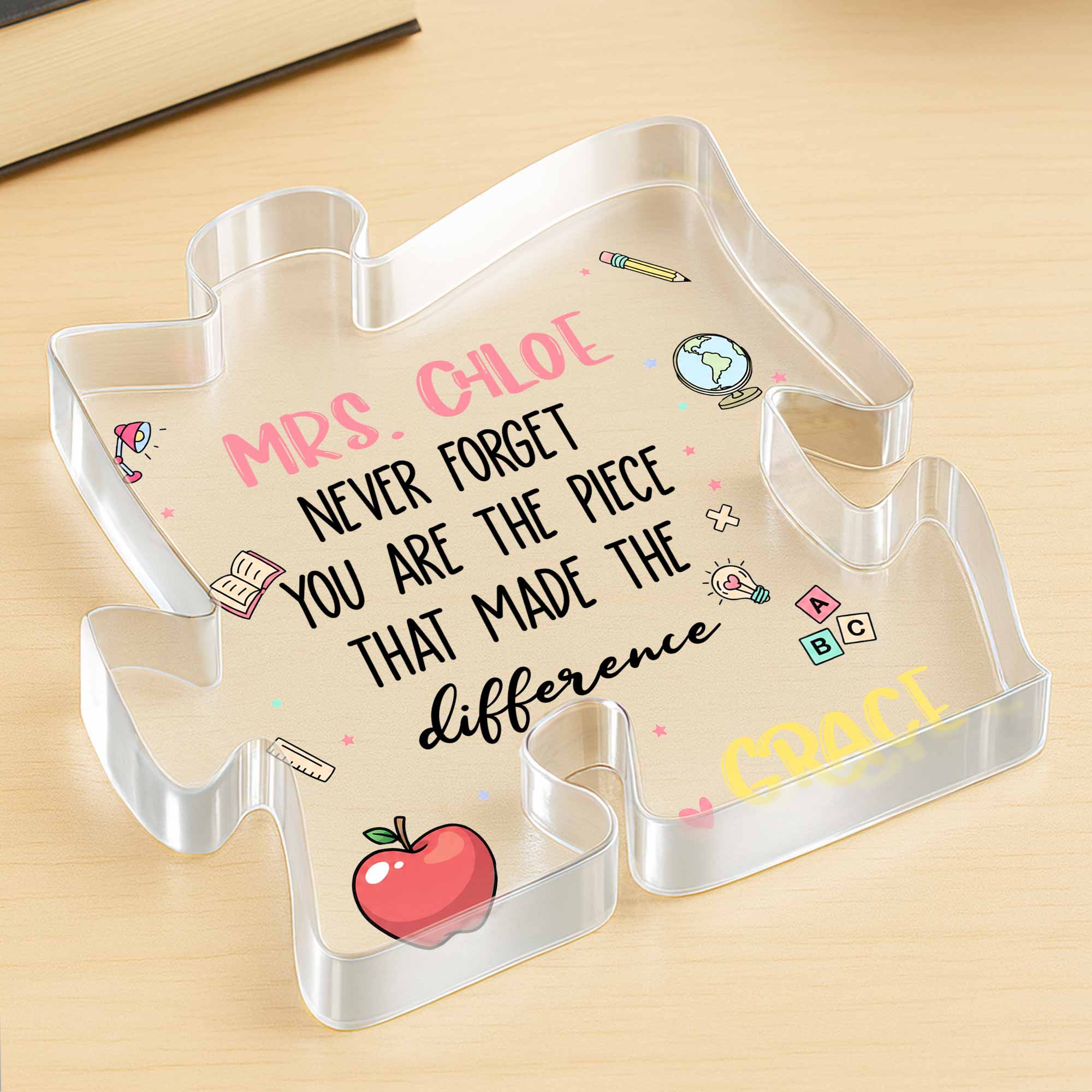 Personalized Puzzle Acrylic Plaque Custom Teacher Gift Idea