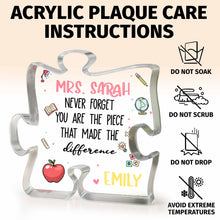 Load image into Gallery viewer, Personalized Puzzle Acrylic Plaque Custom Teacher Gift Idea
