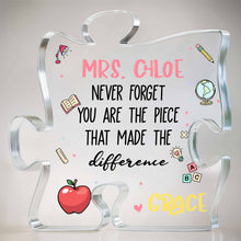 Load image into Gallery viewer, Personalized Puzzle Acrylic Plaque Custom Teacher Gift Idea
