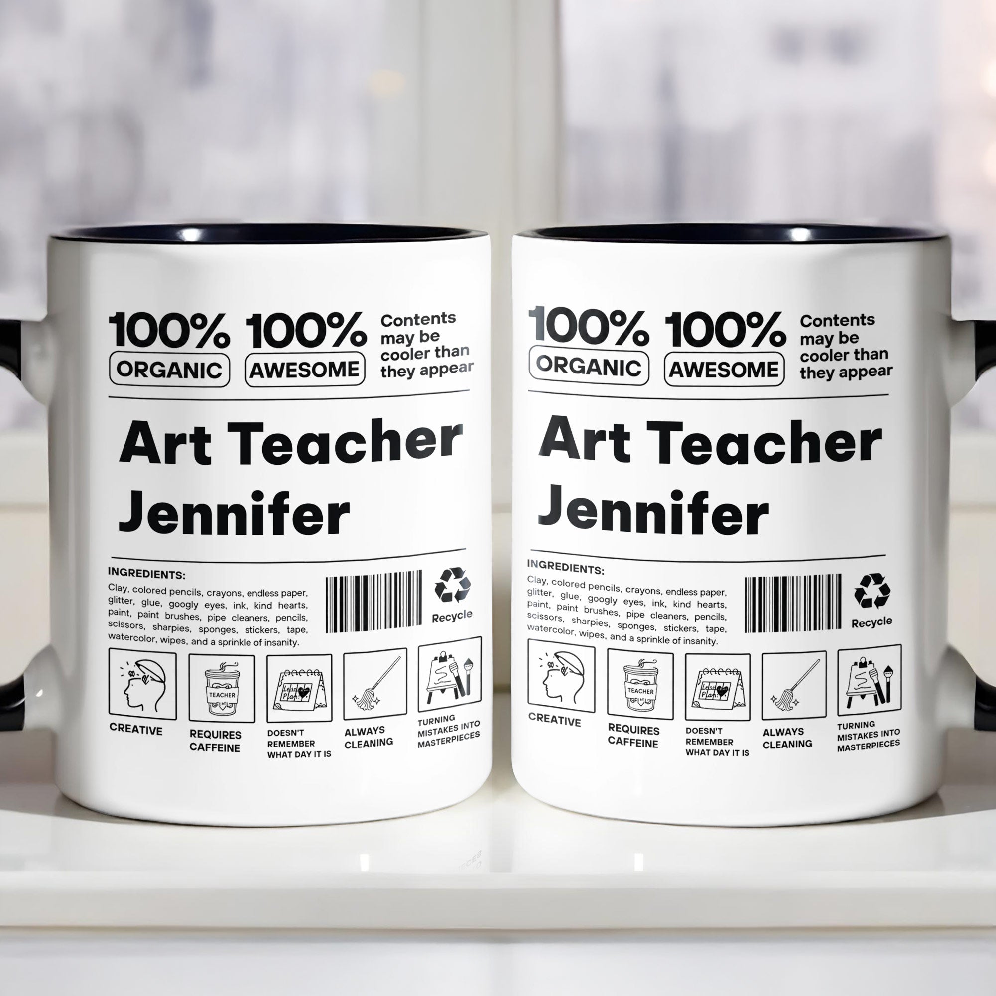 Personalized Accent Mug Custom Art Teacher Gift Ceramic