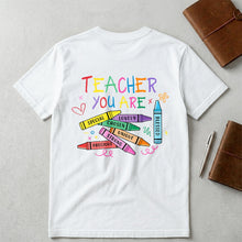 Load image into Gallery viewer, Personalized Teacher T-Shirt Gift Custom Crayon Design
