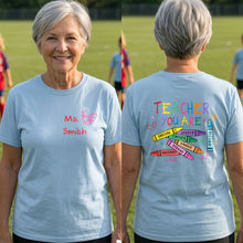 Load image into Gallery viewer, Personalized Teacher T-Shirt Gift Custom Crayon Design
