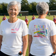 Load image into Gallery viewer, Personalized Teacher T-Shirt Gift Custom Crayon Design
