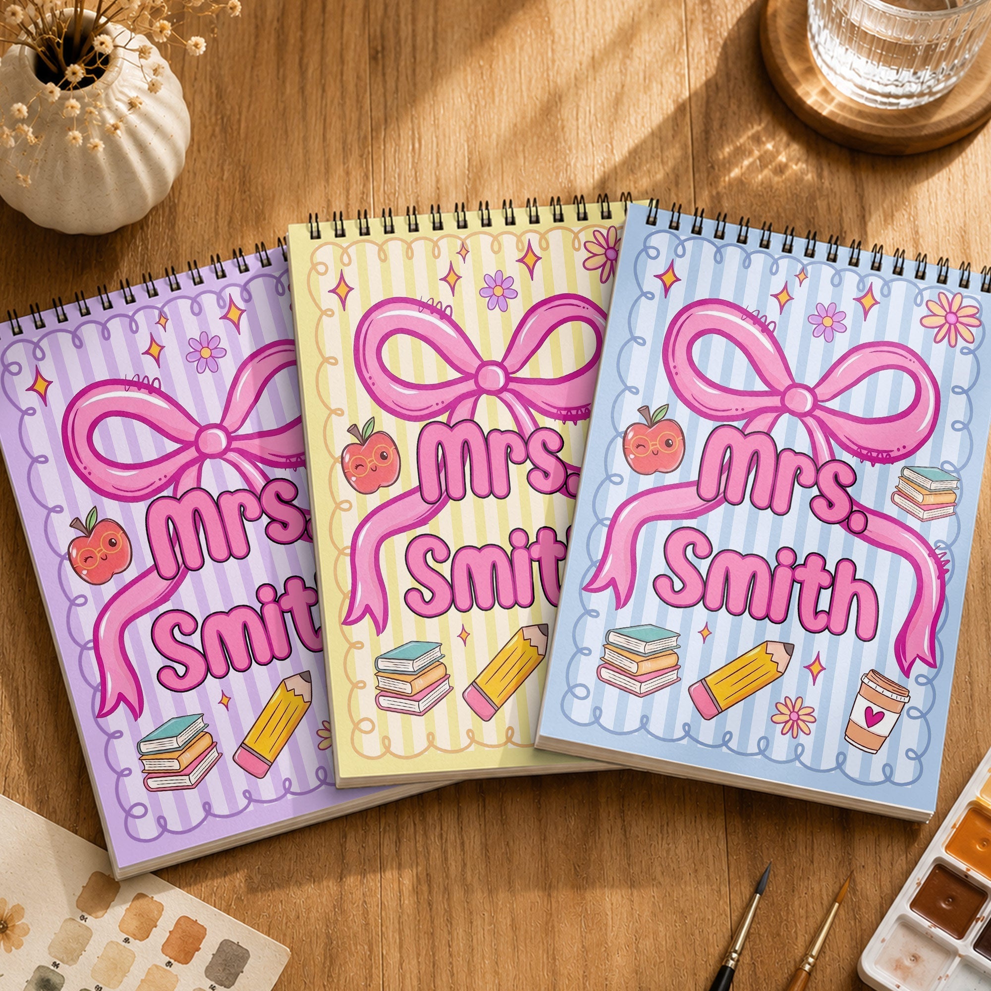 Personalized Sketch Book Custom Name Art Gift for Teacher