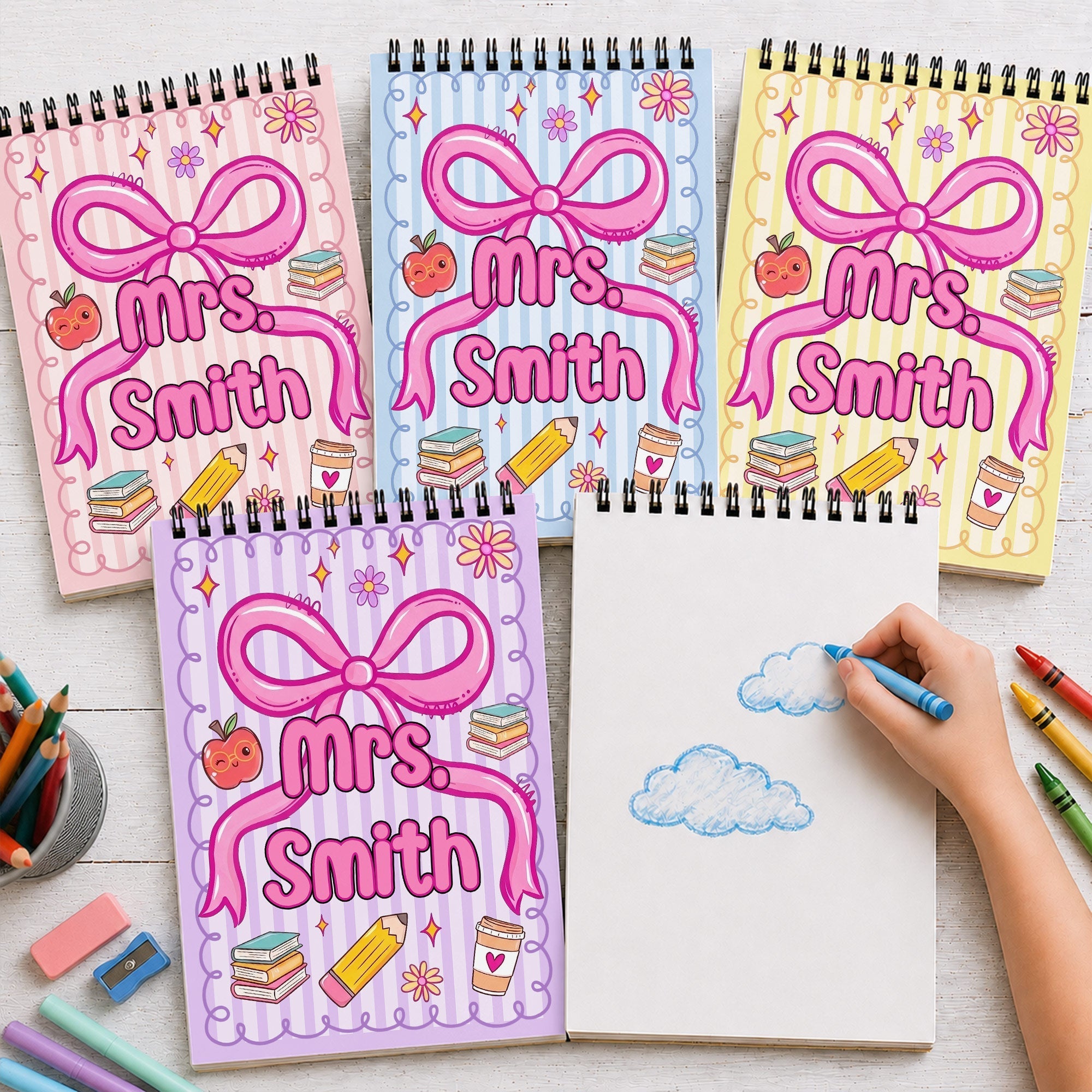 Personalized Sketch Book Custom Name Art Gift for Teacher