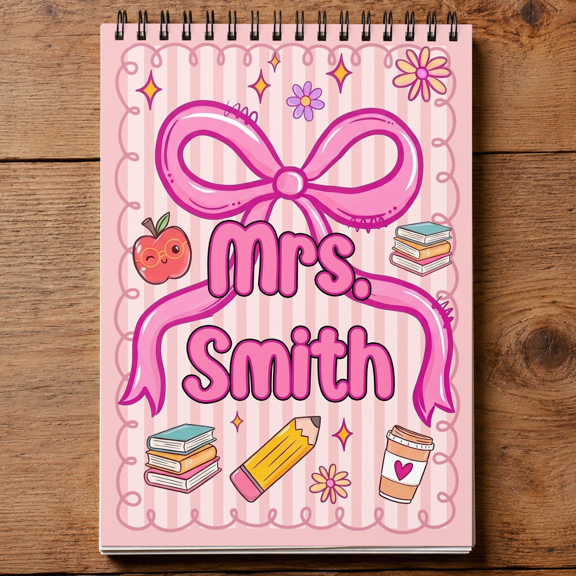 Personalized Sketch Book Custom Name Art Gift for Teacher