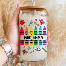 Load image into Gallery viewer, Personalized Clear Glass Can with Straw Teacher Gift Eco-Friendly
