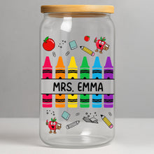 Load image into Gallery viewer, Personalized Clear Glass Can with Straw Teacher Gift Eco-Friendly
