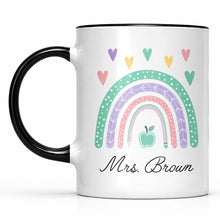 Load image into Gallery viewer, Personalized Ceramic Accent Mug Teaching Gift for Teacher - Rainbow Apple Design
