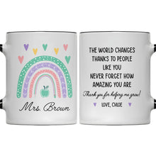 Load image into Gallery viewer, Personalized Ceramic Accent Mug Teaching Gift for Teacher - Rainbow Apple Design
